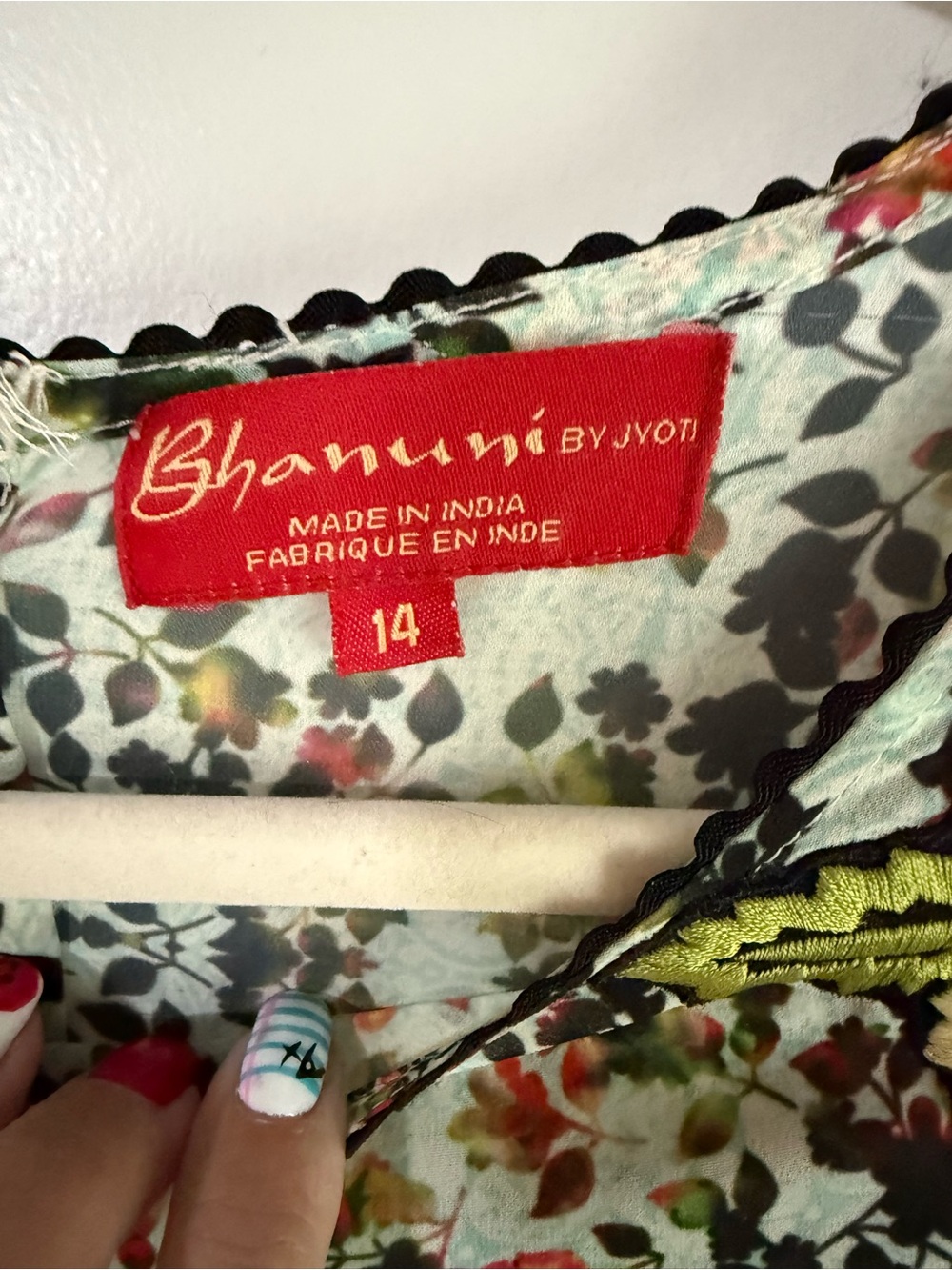 Anthropologie Bhanuni by JVOYI Floral Green & Multi-Color Girls' Boho Dress 14 - Picture 4 of 4